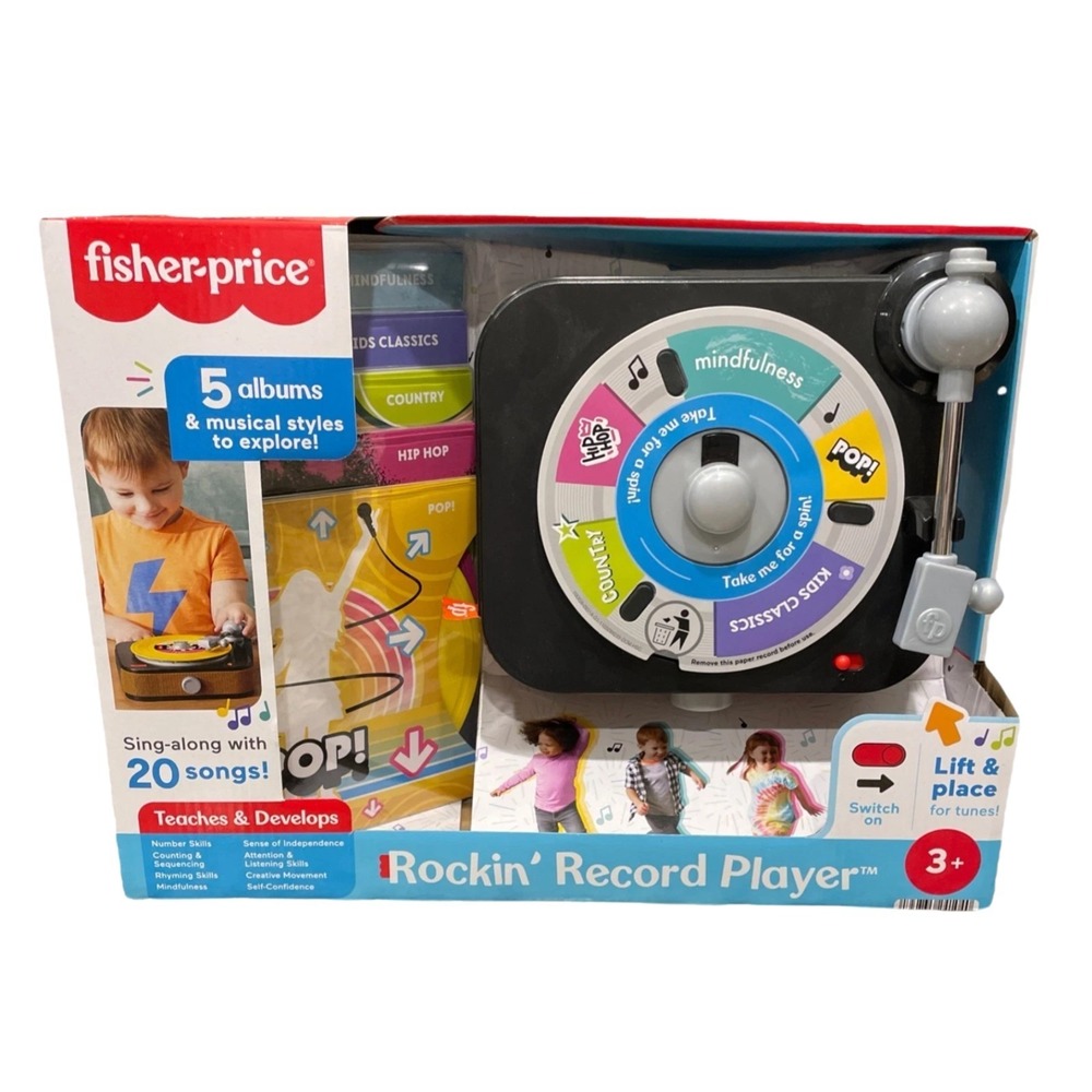 Fisher-Price Rockin' Record Player Musical Toy Toddler Turntable 5 Records Kids